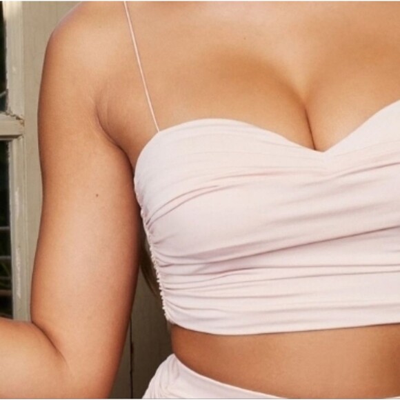 Oh, Polly Ruched Crop Top Strappy Soft Barbie Pink - Picture 1 of 14